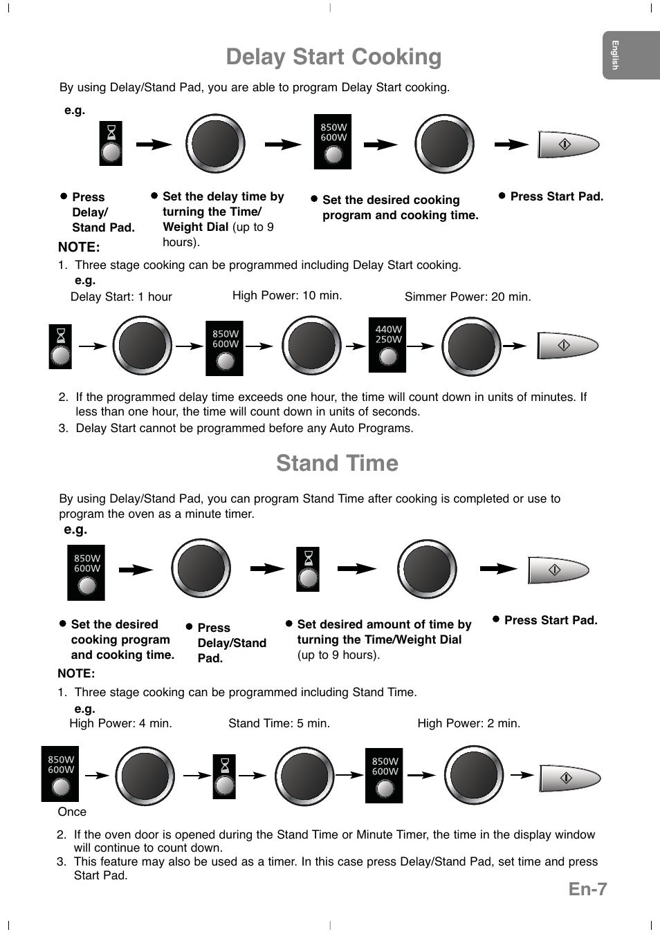 Delay start cooking, Stand time, En-7 | Panasonic NNSD279SEPG User Manual | Page 9 / 213