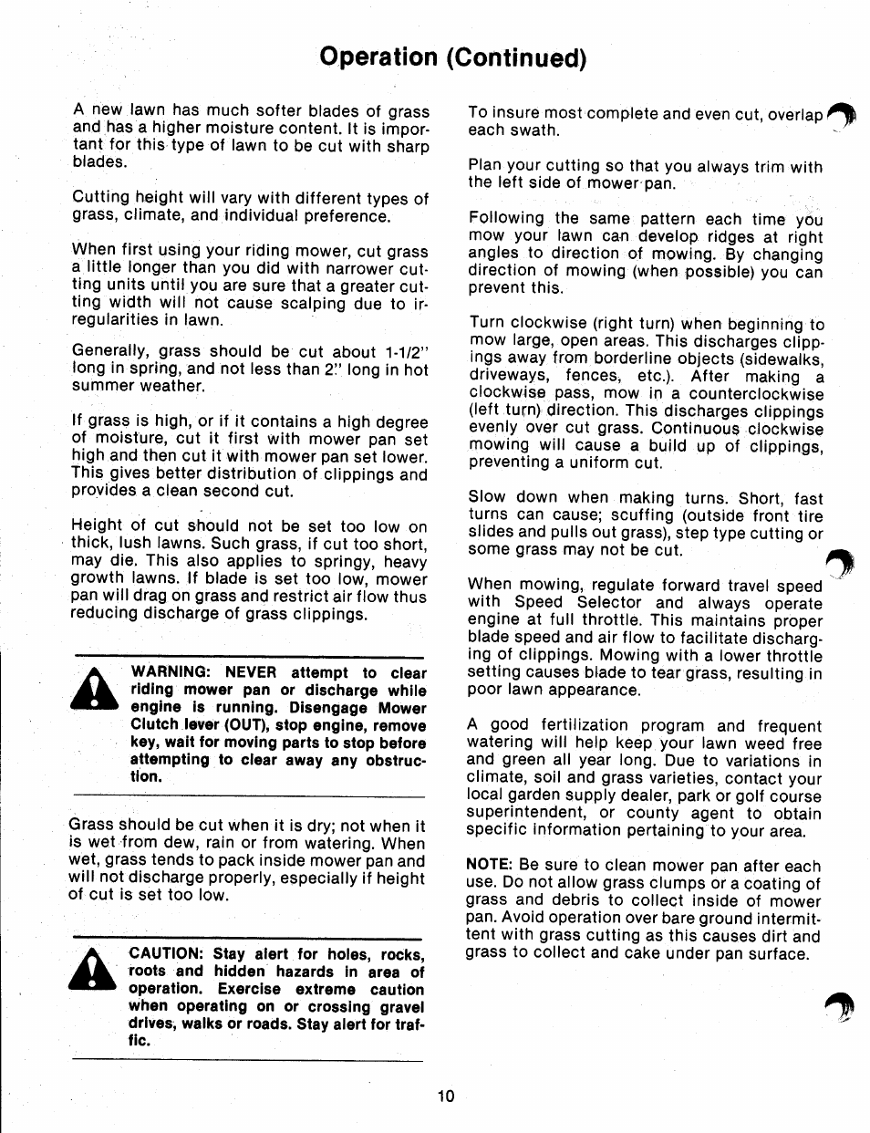 Operation (continued) | Ariens 912 User Manual | Page 12 / 23