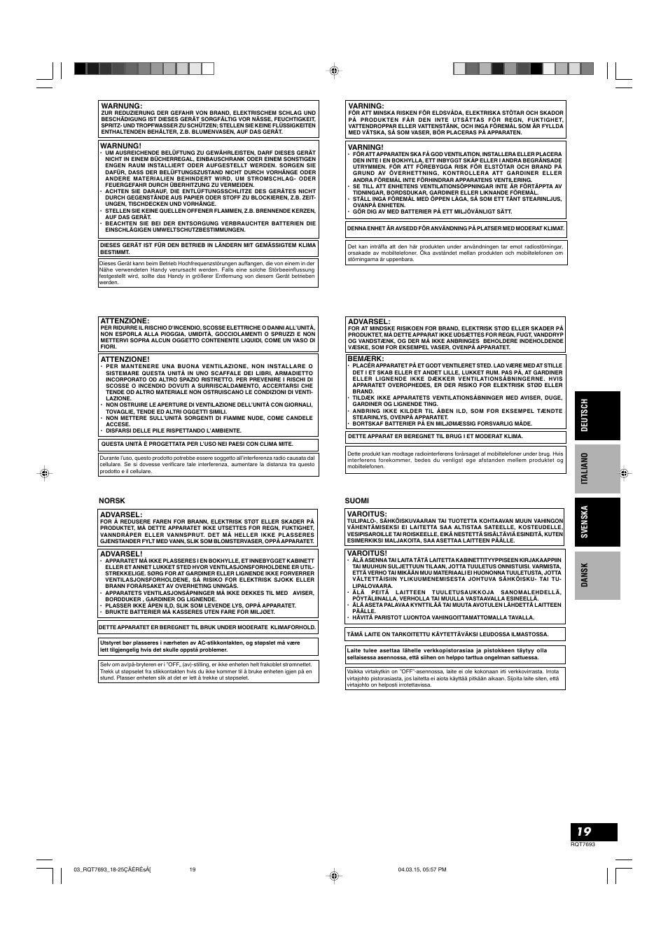 Panasonic SBTP70 User Manual | Page 19 / 48