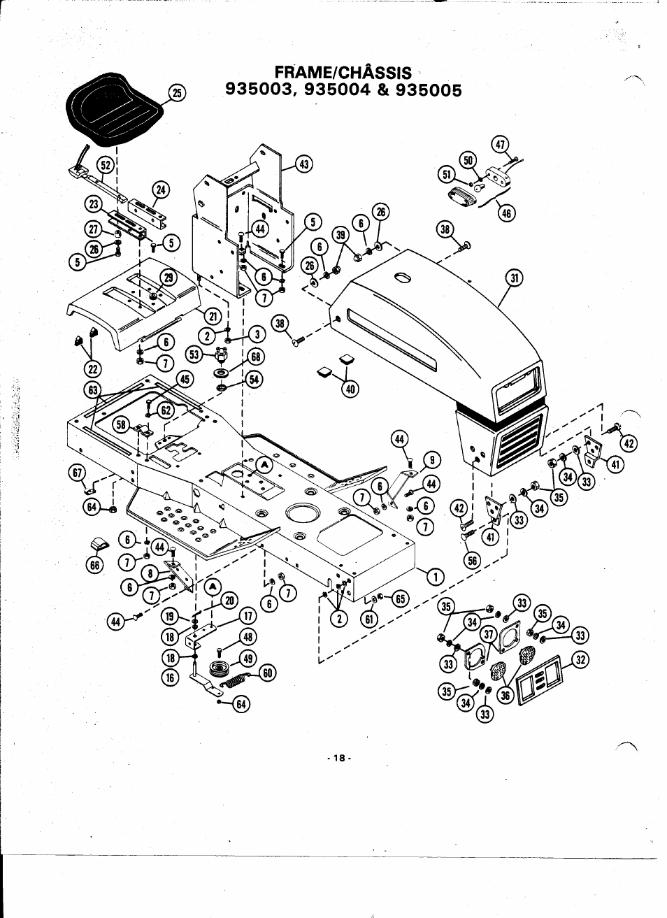 Frame/châssis | Ariens 935000 User Manual | Page 18 / 40