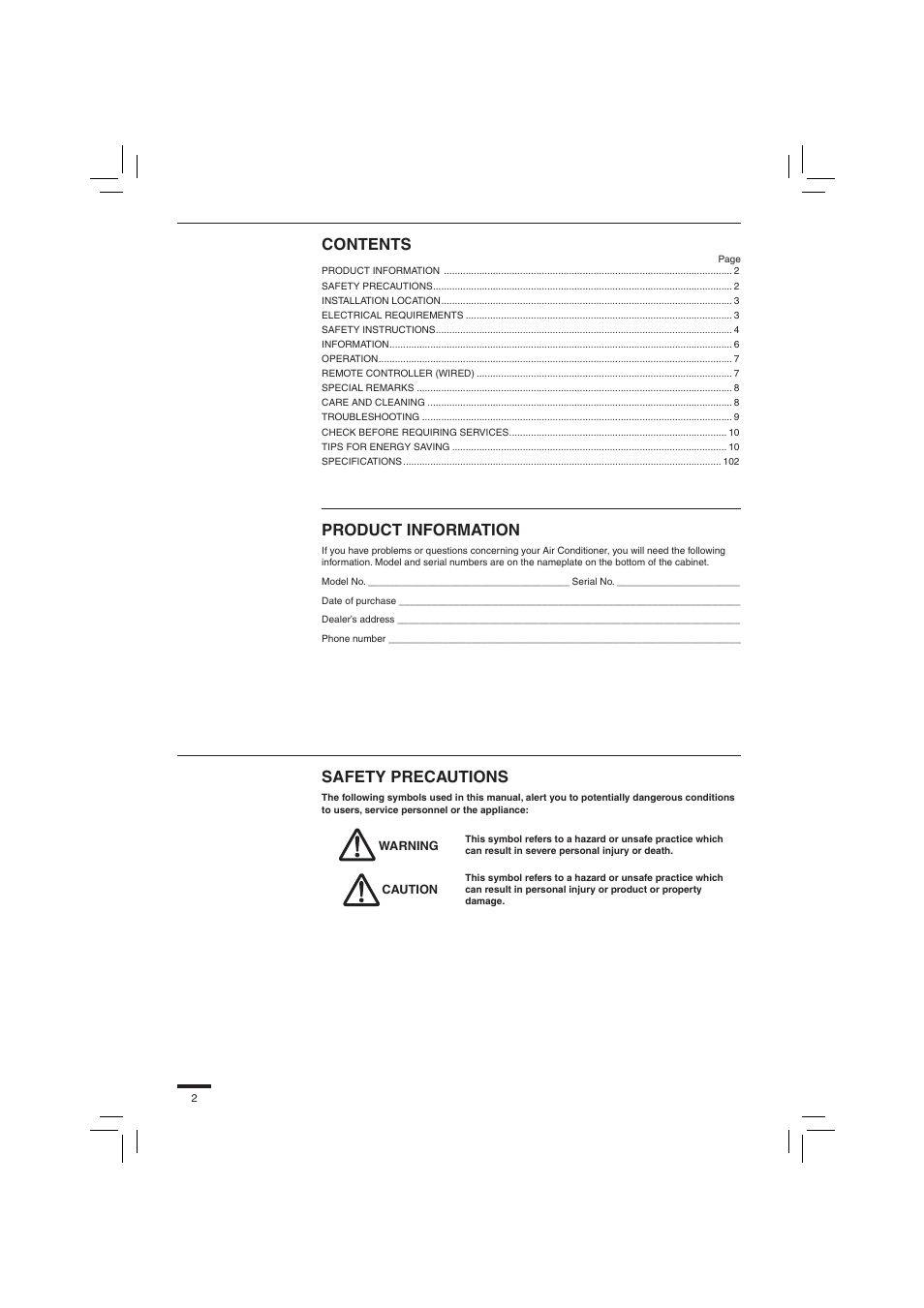 Panasonic S45PN1E5 User Manual | Page 2 / 104