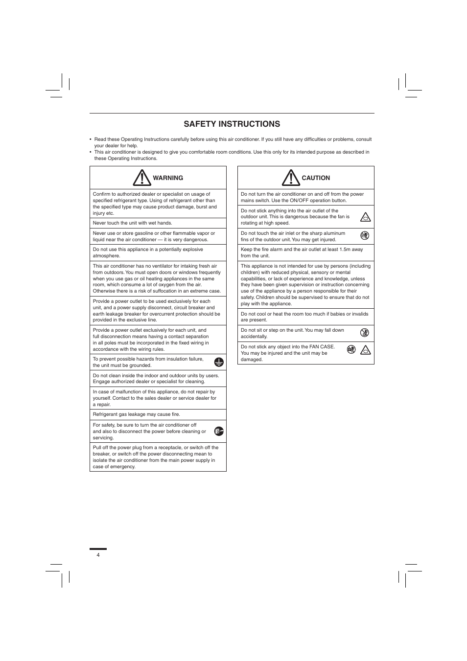 Safety instructions | Panasonic S45PN1E5 User Manual | Page 4 / 104