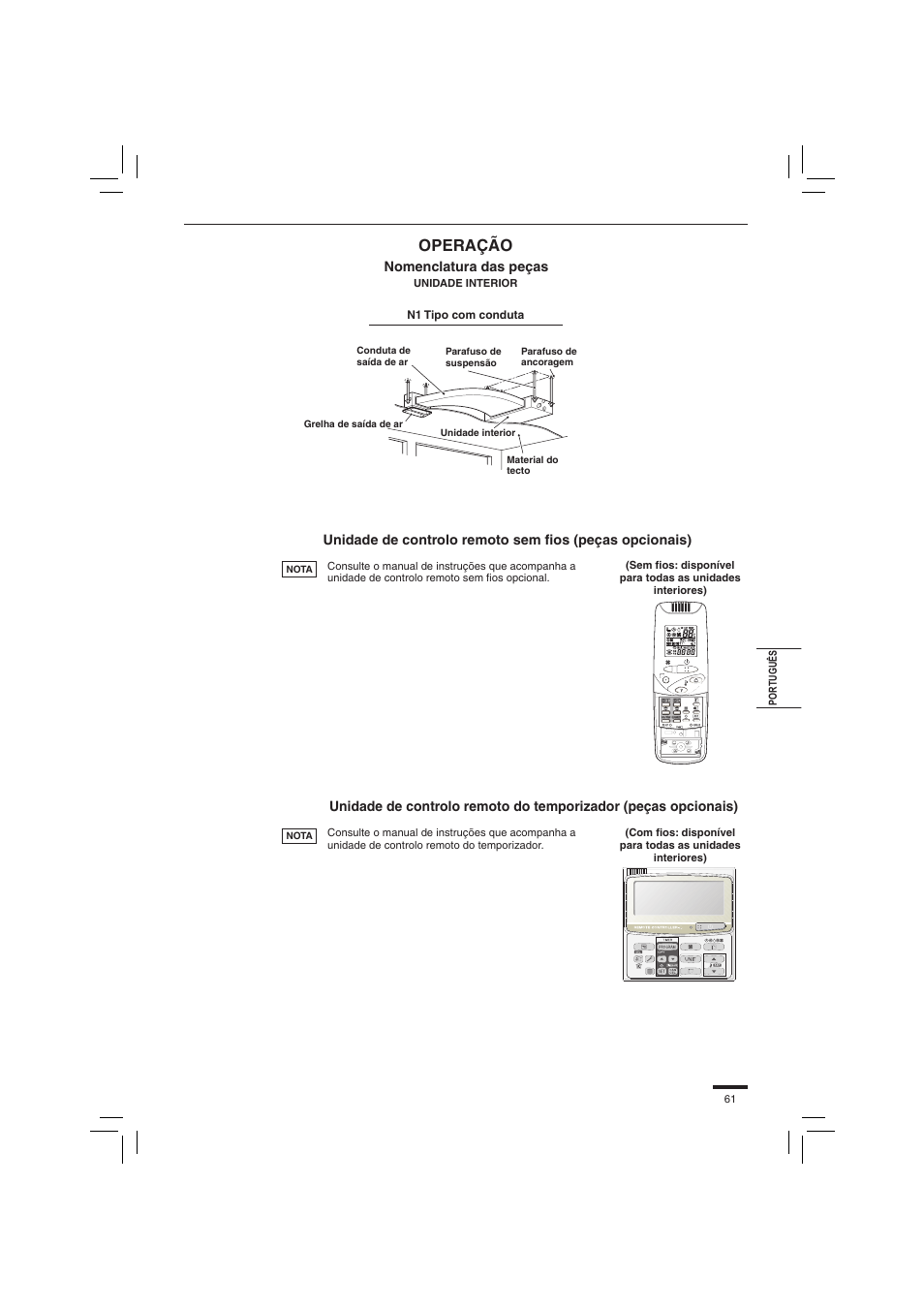 Operação | Panasonic S45PN1E5 User Manual | Page 61 / 104
