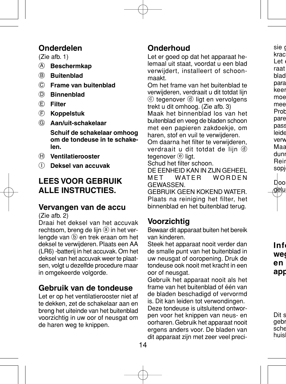 Panasonic ER430 User Manual | Page 14 / 48