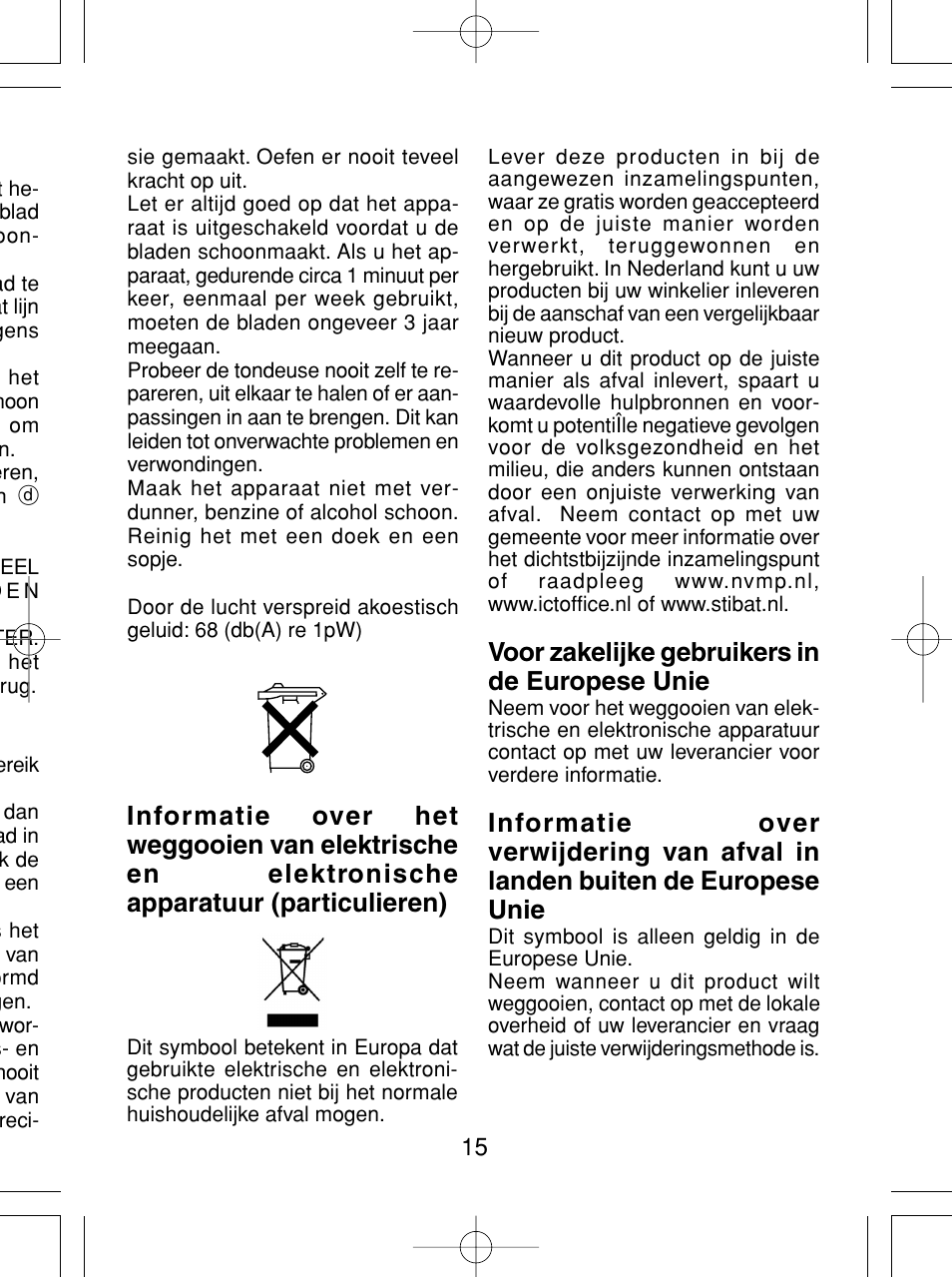 Voor zakelijke gebruikers in de europese unie | Panasonic ER430 User Manual | Page 15 / 48