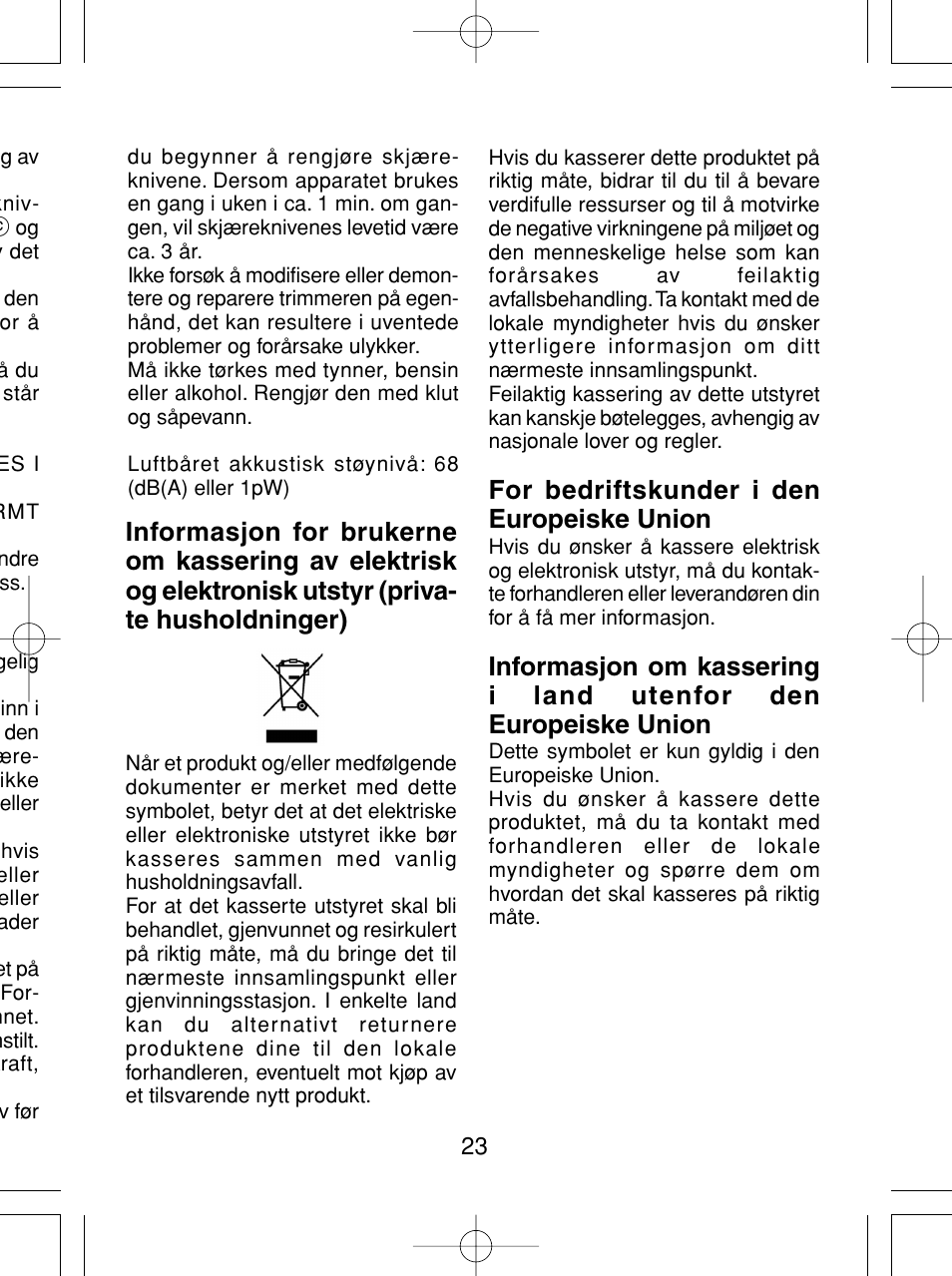 For bedriftskunder i den europeiske union | Panasonic ER430 User Manual | Page 23 / 48