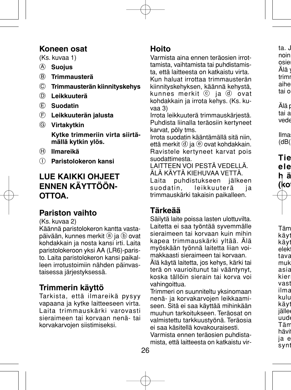 Panasonic ER430 User Manual | Page 26 / 48