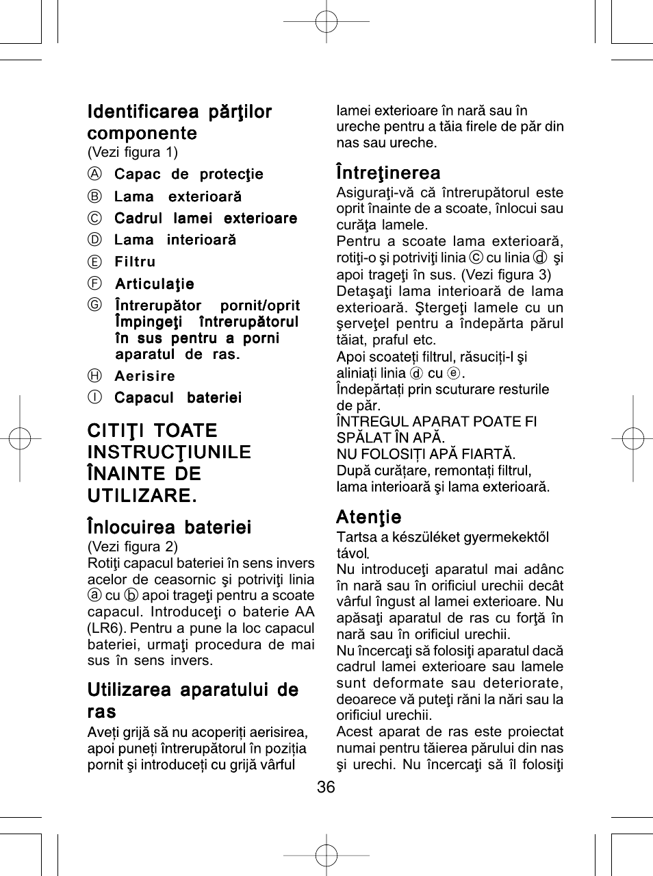 Panasonic ER430 User Manual | Page 36 / 48