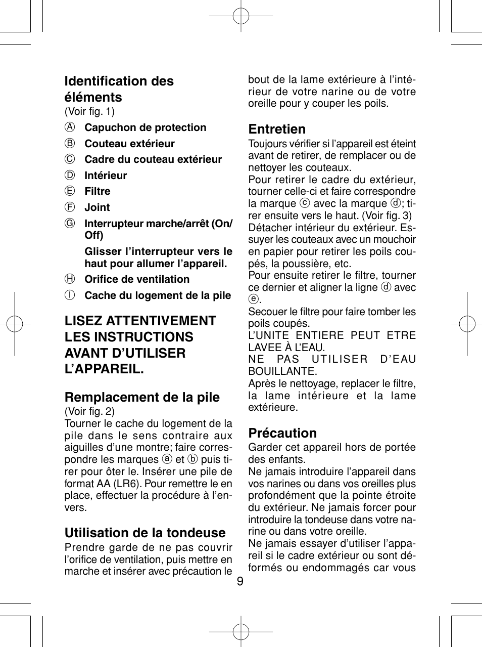 Panasonic ER430 User Manual | Page 9 / 48