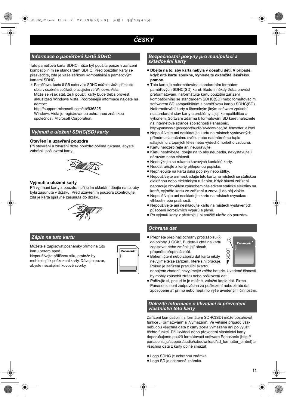 Česky | Panasonic RPSDW16GE1K User Manual | Page 11 / 20