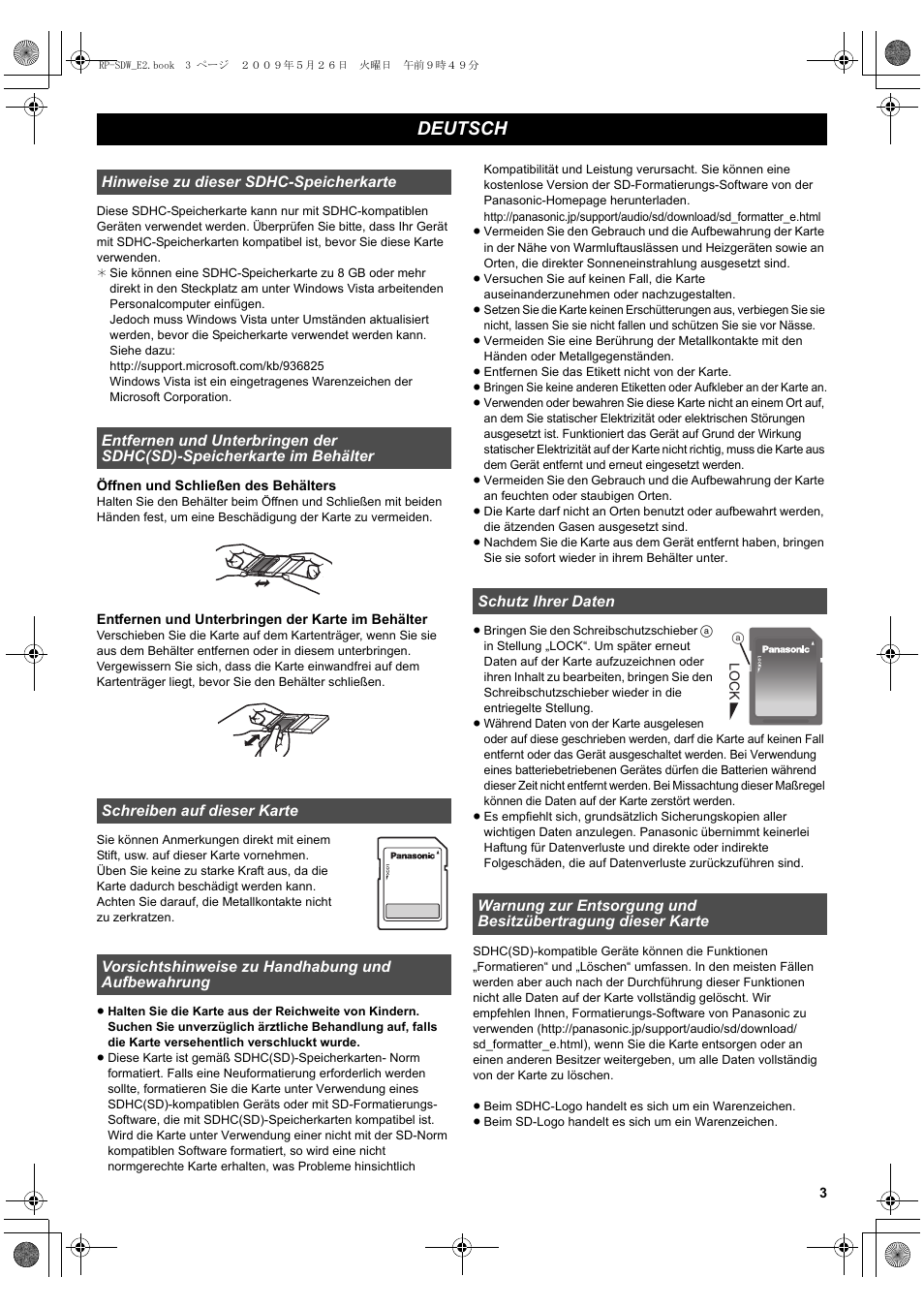 Deutsch | Panasonic RPSDW16GE1K User Manual | Page 3 / 20