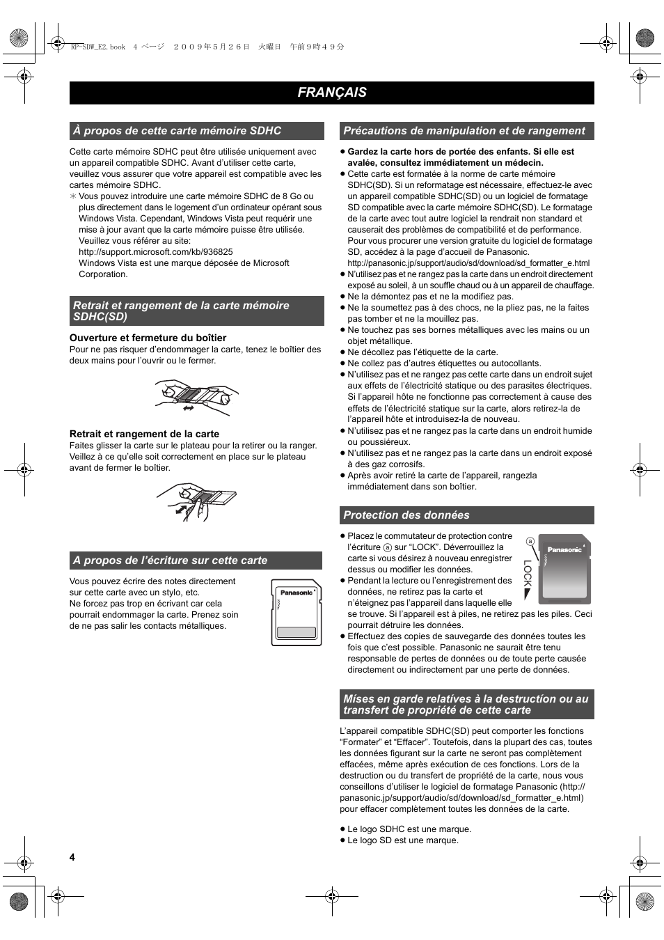 Français | Panasonic RPSDW16GE1K User Manual | Page 4 / 20