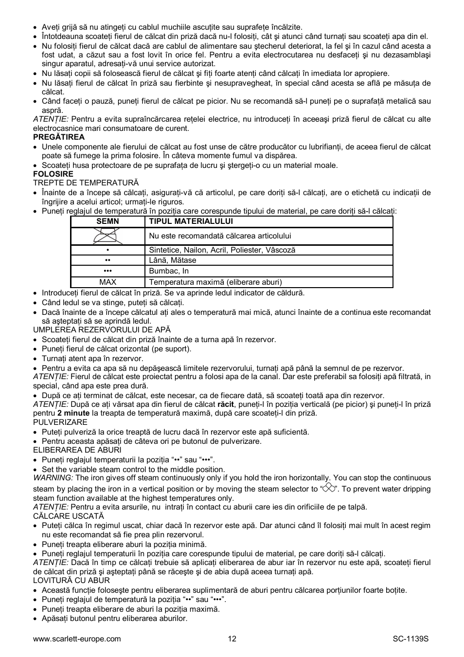 Scarlett SC-1139S User Manual | Page 12 / 27