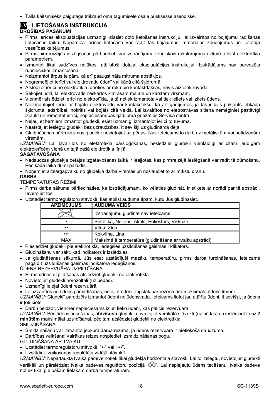 Scarlett SC-1139S User Manual | Page 18 / 27