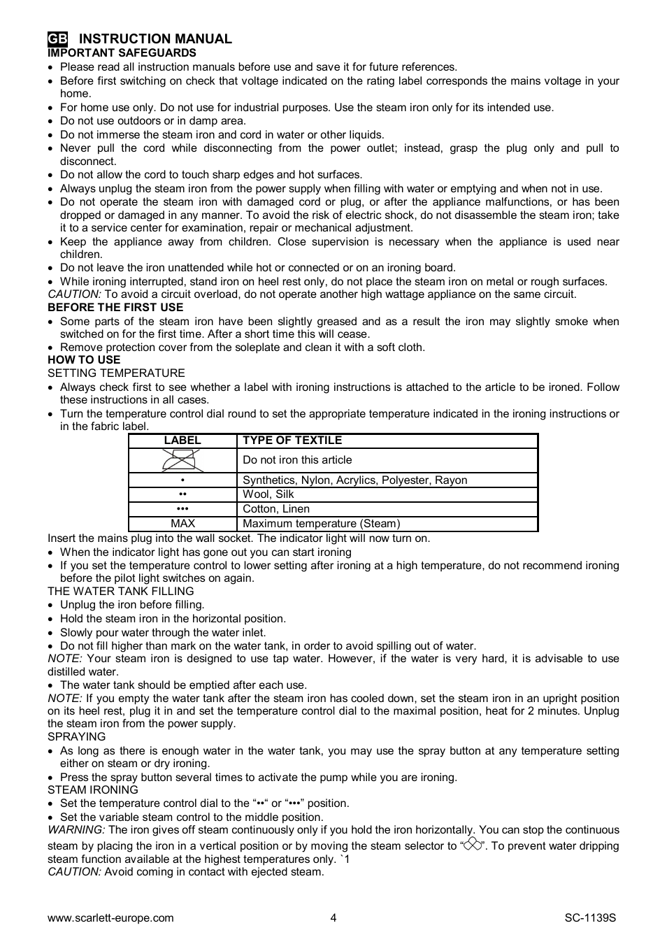 Scarlett SC-1139S User Manual | Page 4 / 27