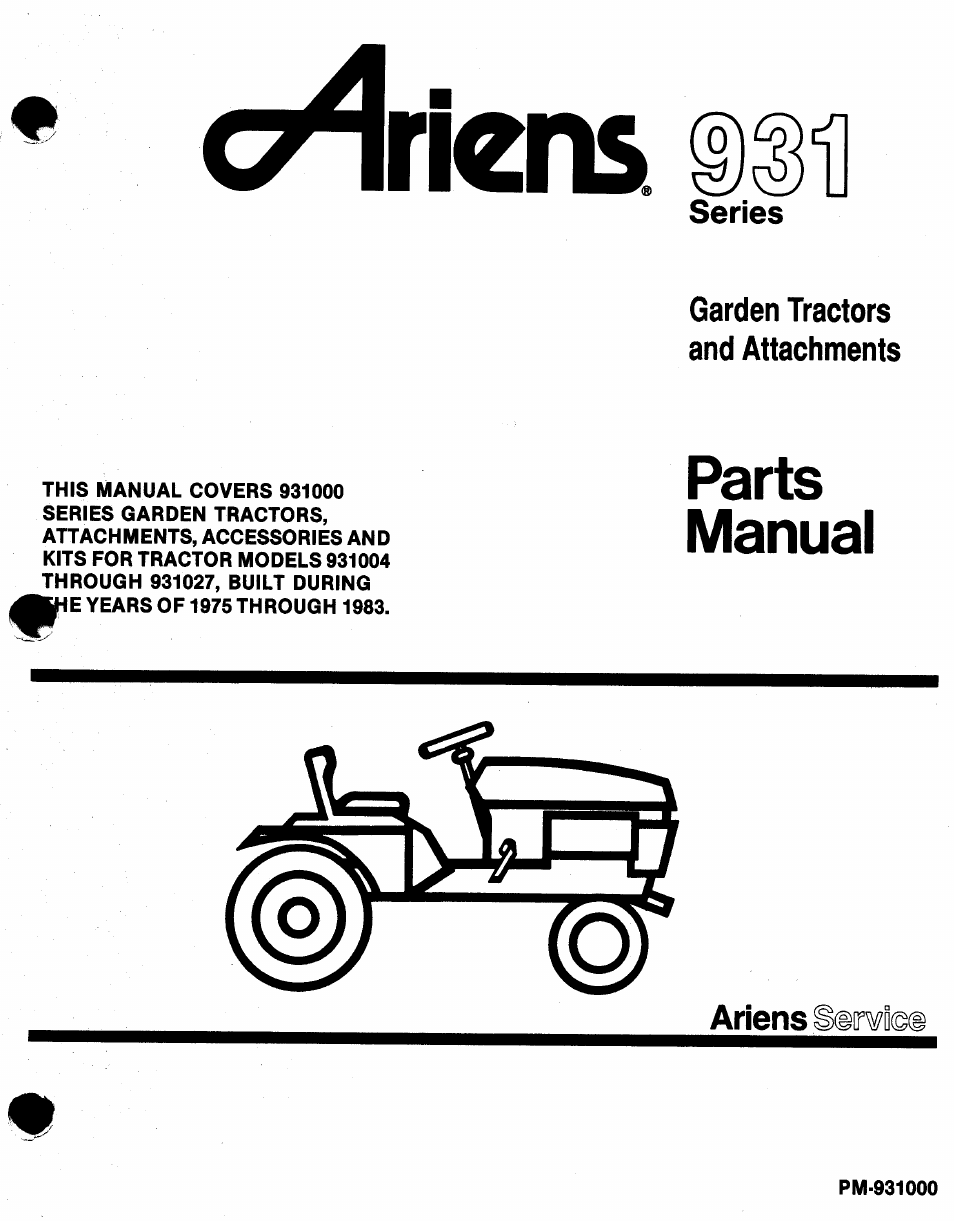 Ariens 931 User Manual | 167 pages