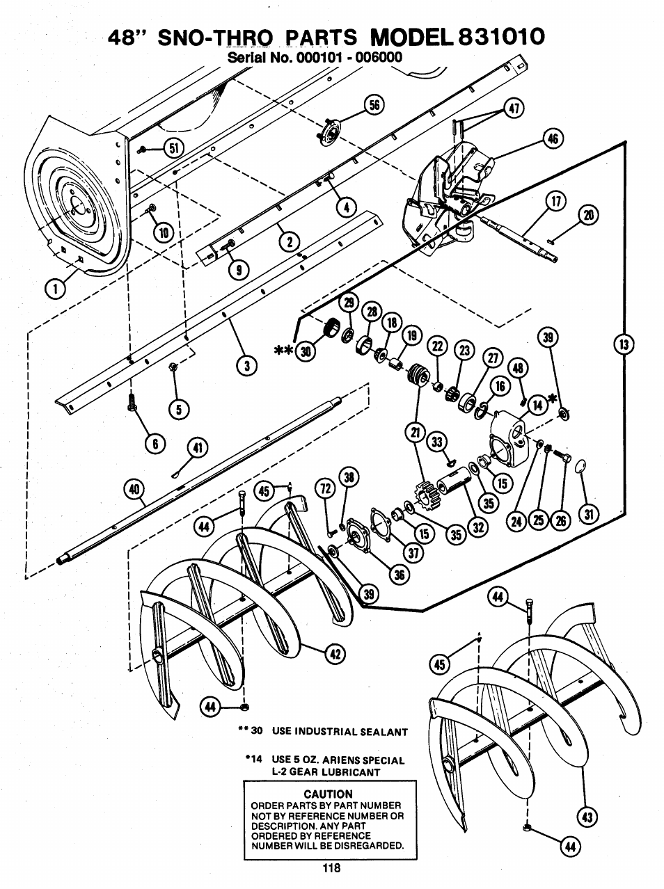 Model, 48” sno-thbo parts | Ariens 931 User Manual | Page 119 / 167