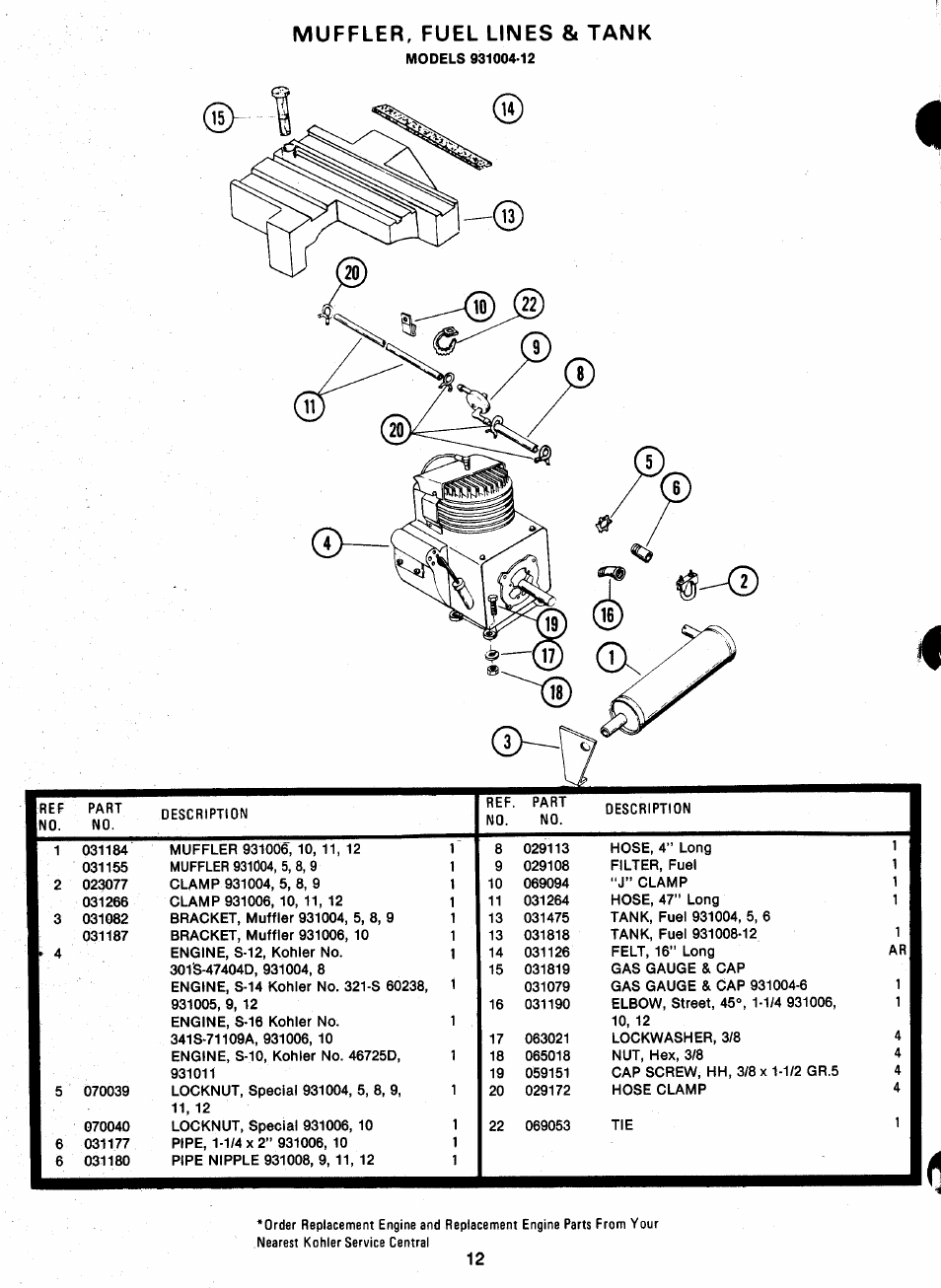 Muffler, fuel lines & tank | Ariens 931 User Manual | Page 13 / 167