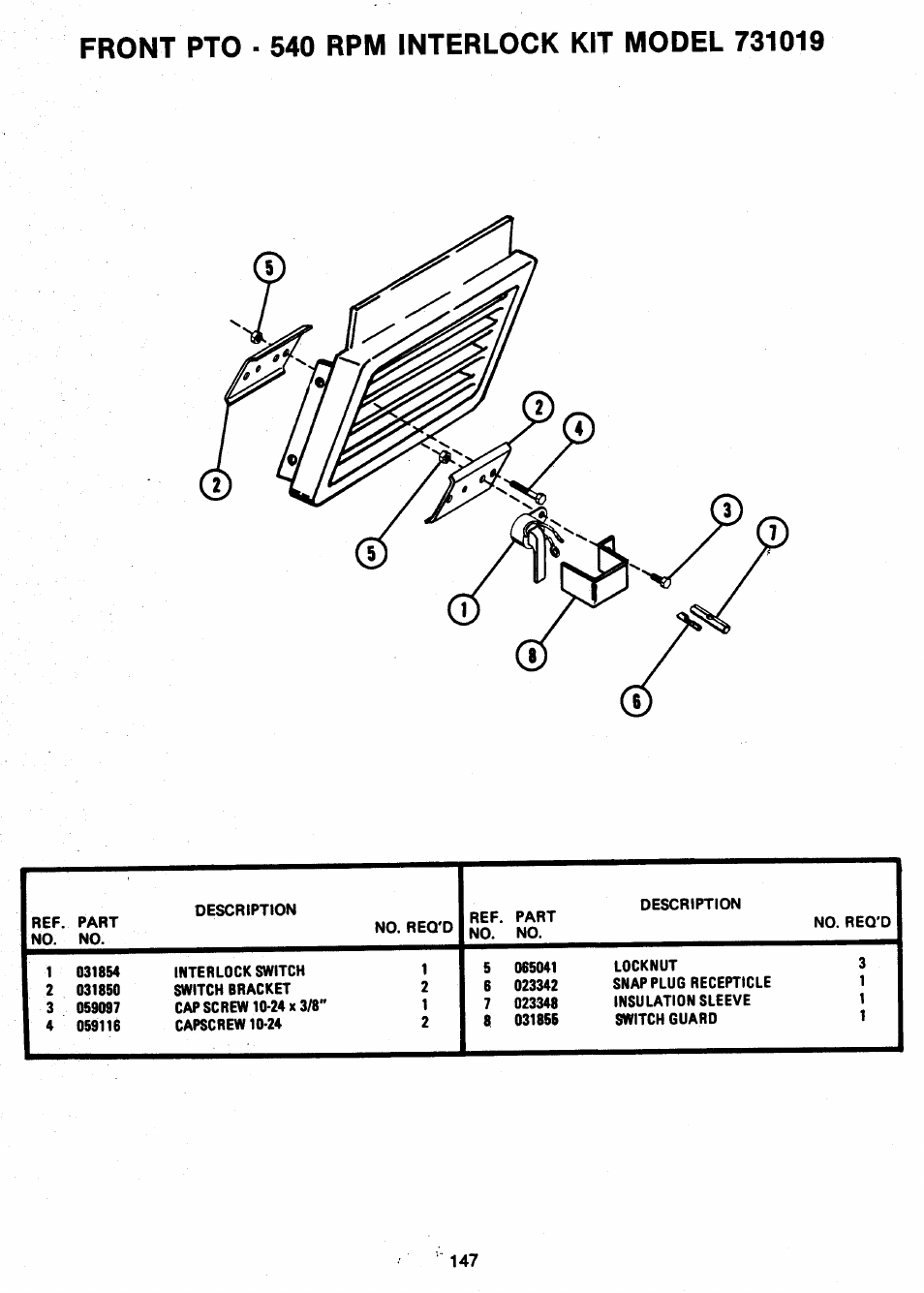 Front pto ■ 540 rpm interlock kit model 731019 | Ariens 931 User Manual | Page 148 / 167