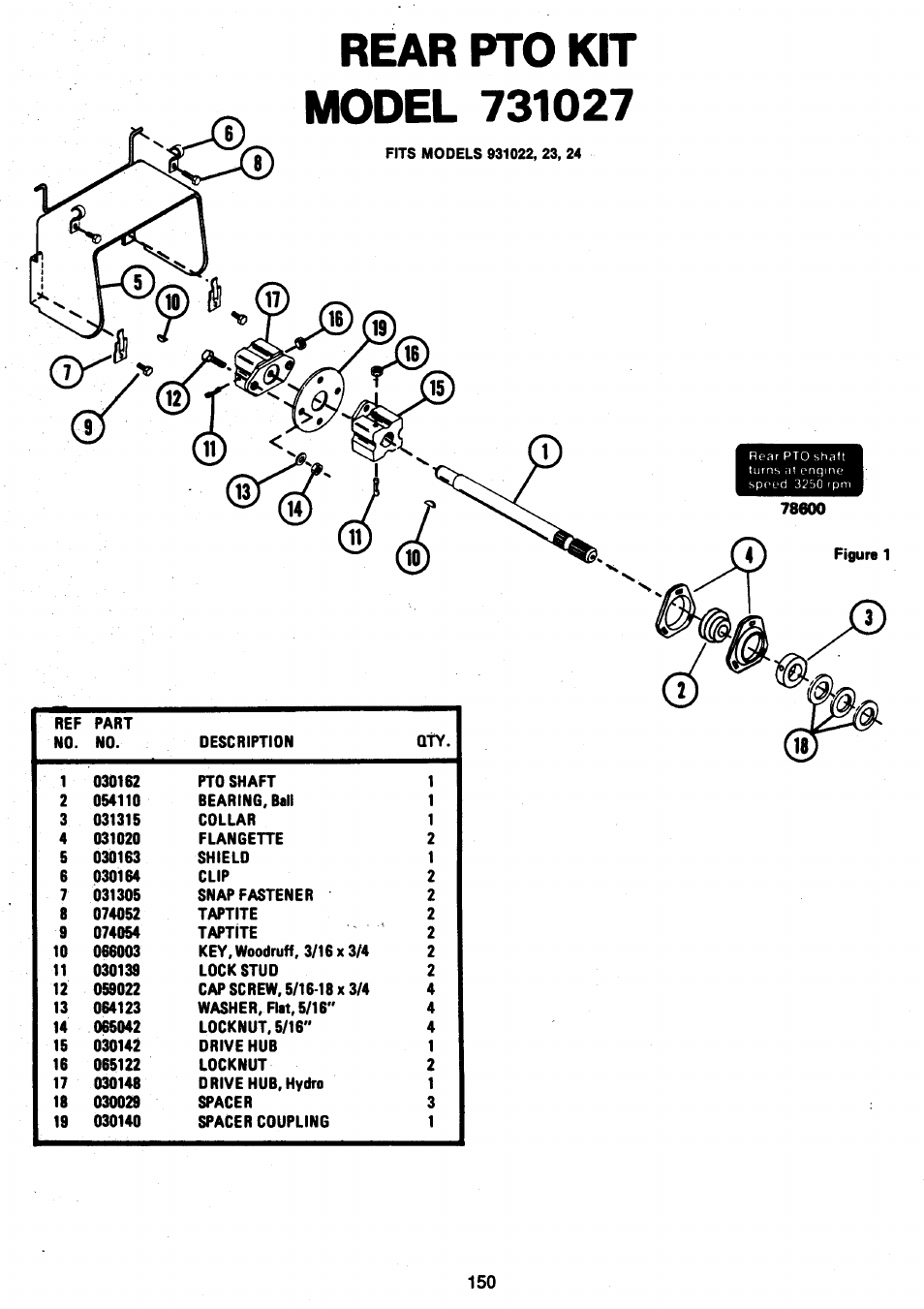 Rear pto kit model 731027 | Ariens 931 User Manual | Page 151 / 167