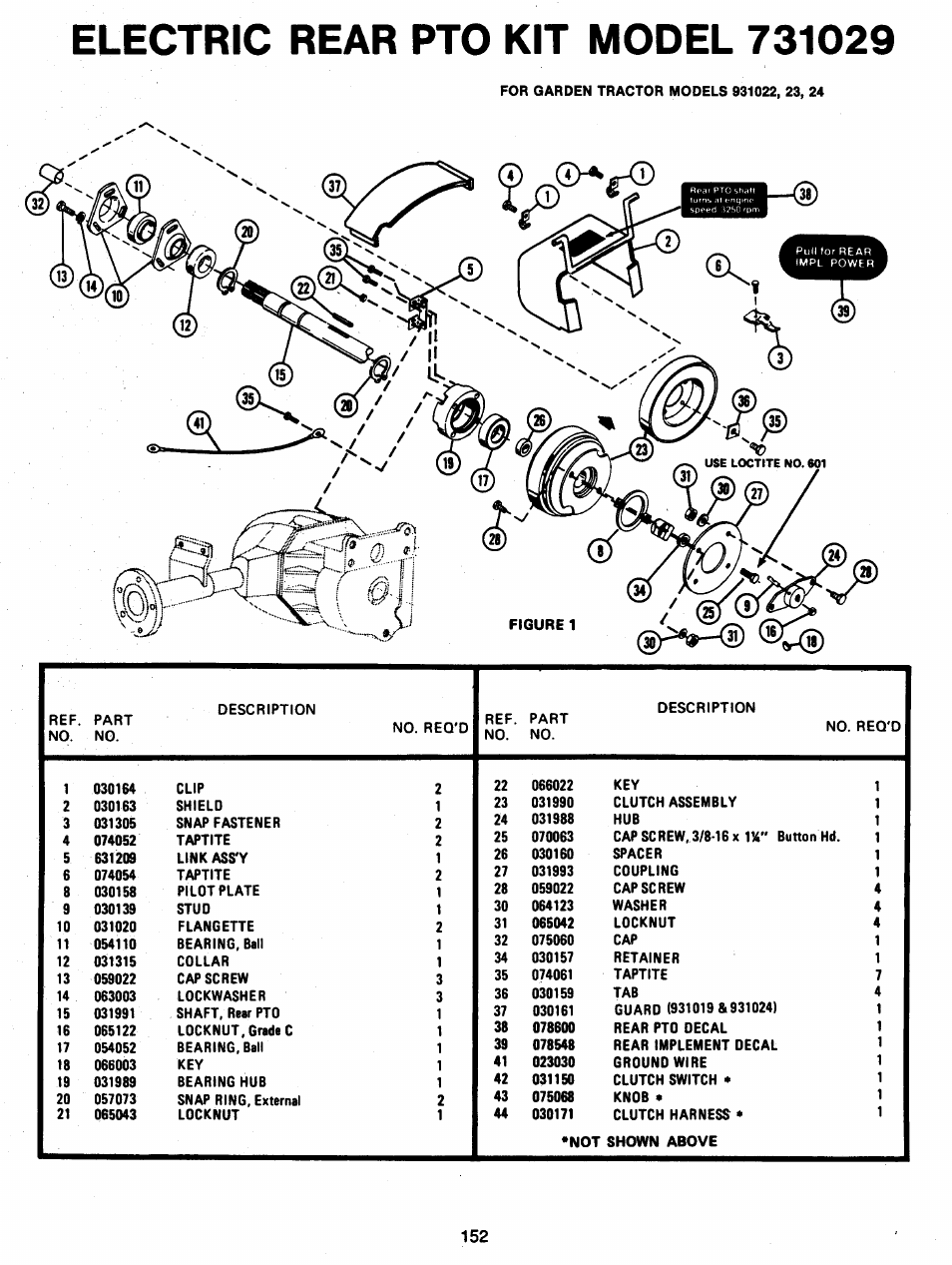 Electric rear pto kit model 731029 | Ariens 931 User Manual | Page 153 / 167