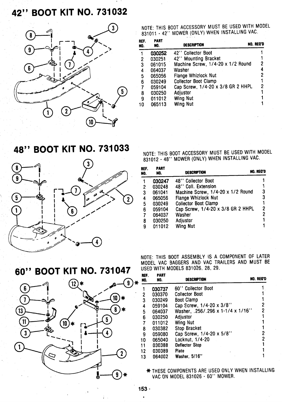 42” boot kit no. 731032 | Ariens 931 User Manual | Page 154 / 167