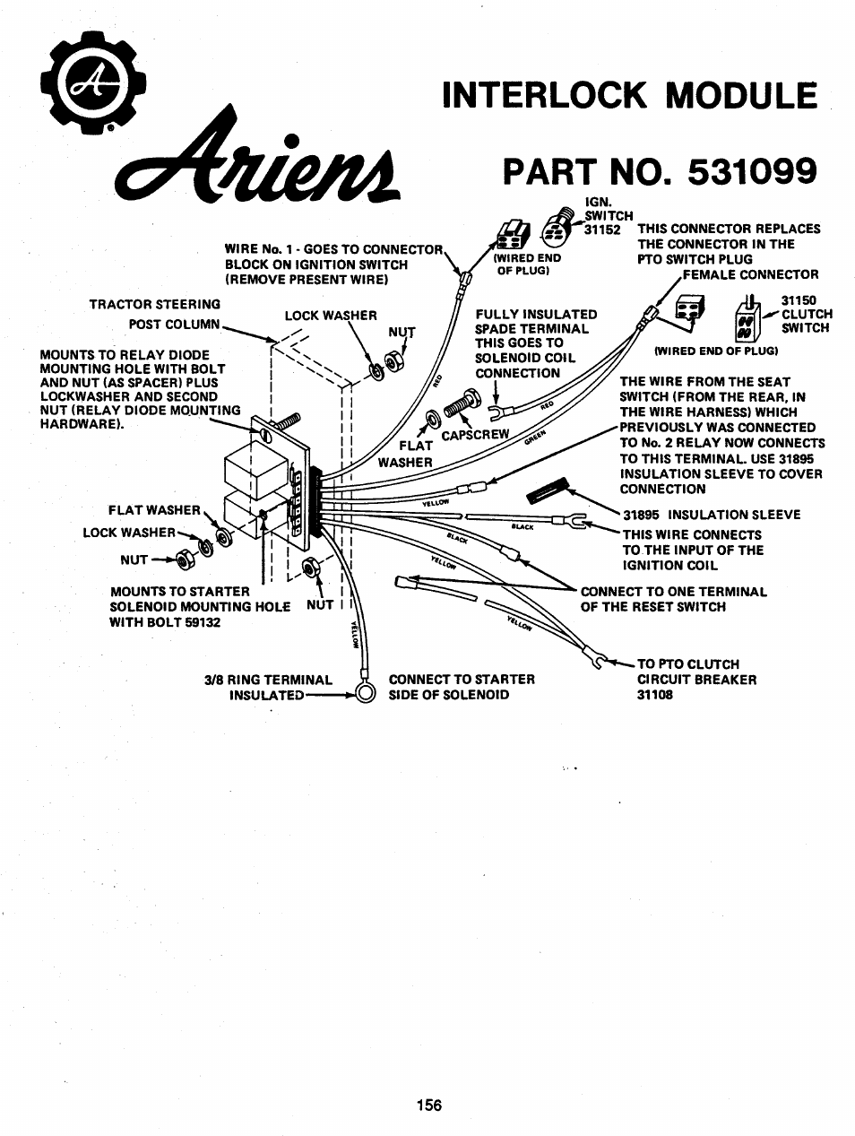 Avumi, Interlock module part no. 531099 | Ariens 931 User Manual | Page 157 / 167