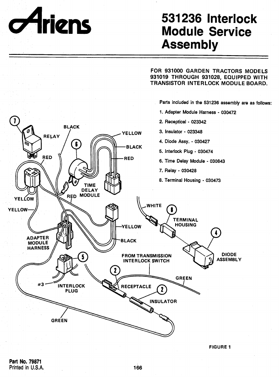 531236 interlock module service assembly, Ariens | Ariens 931 User Manual | Page 167 / 167