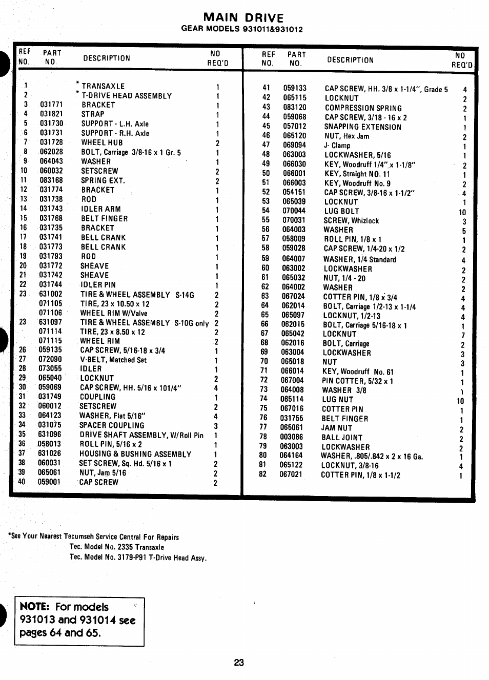 Main drive | Ariens 931 User Manual | Page 24 / 167