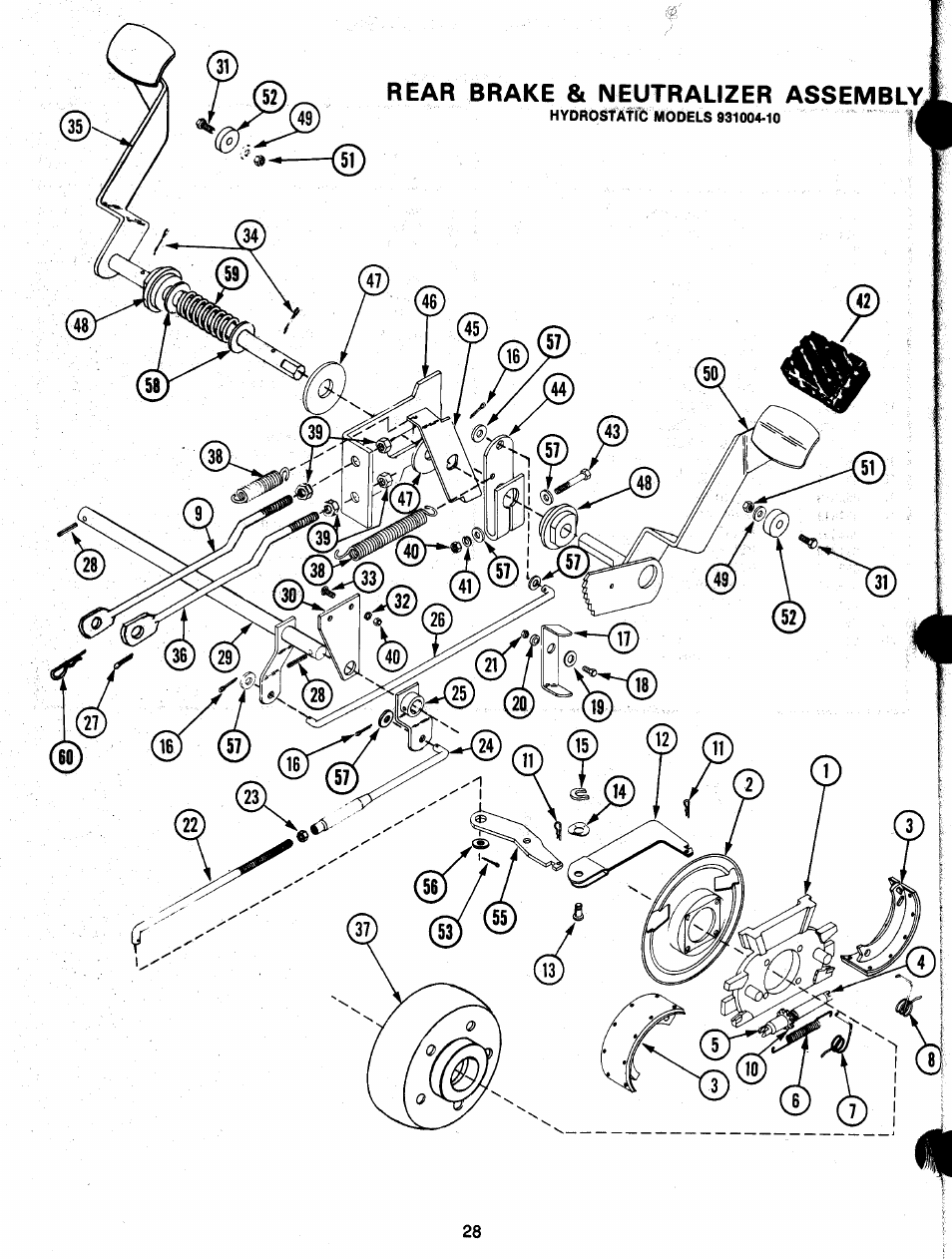 Rear brake & neutralizer assembly | Ariens 931 User Manual | Page 29 / 167