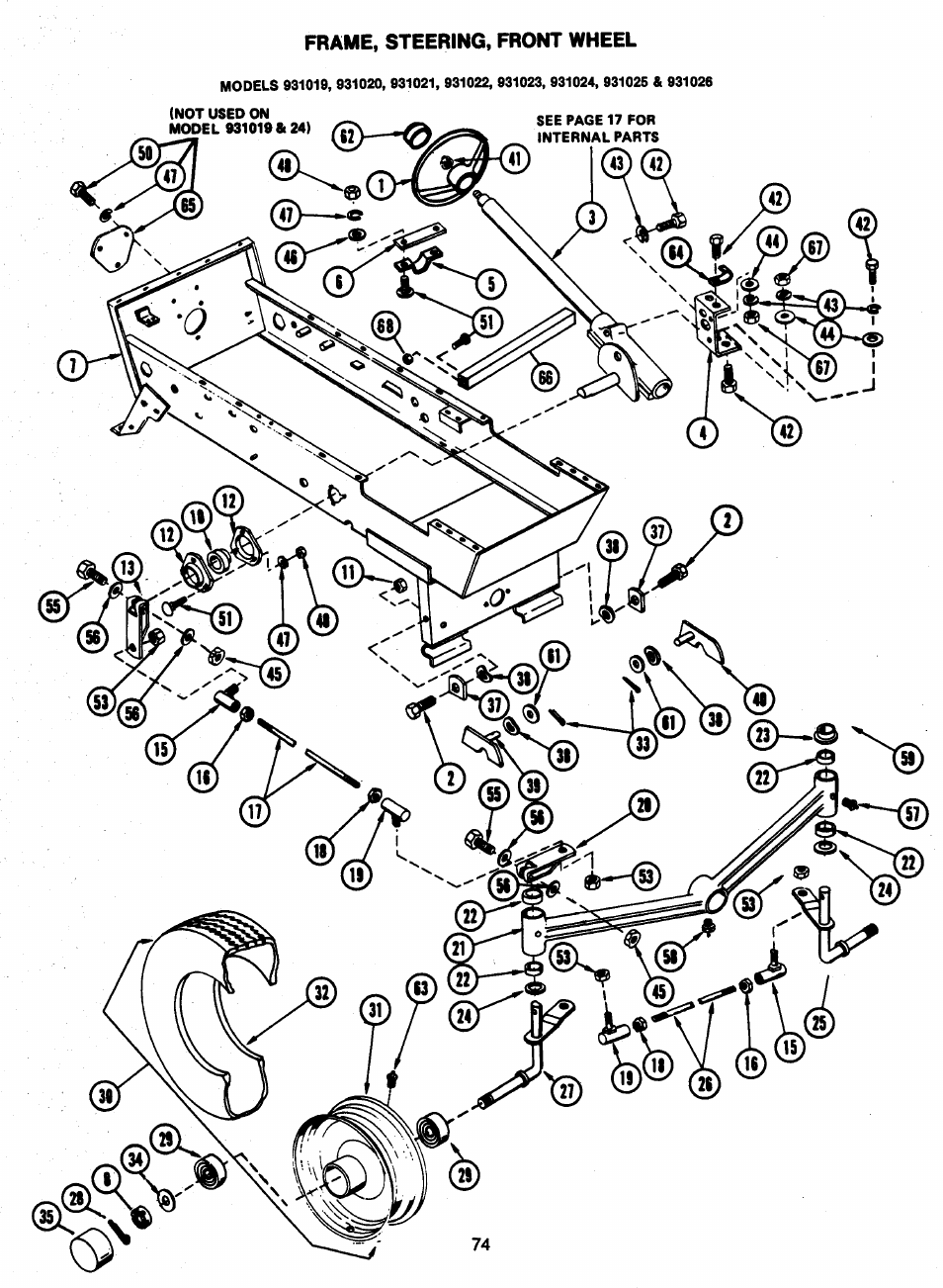 Frame, steering, front wheel | Ariens 931 User Manual | Page 75 / 167