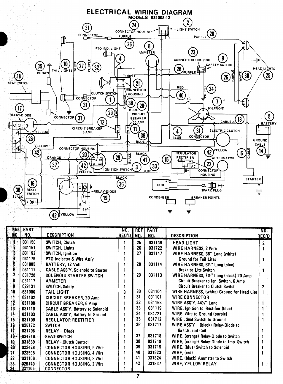 Electrical wiring diagram | Ariens 931 User Manual | Page 8 / 167