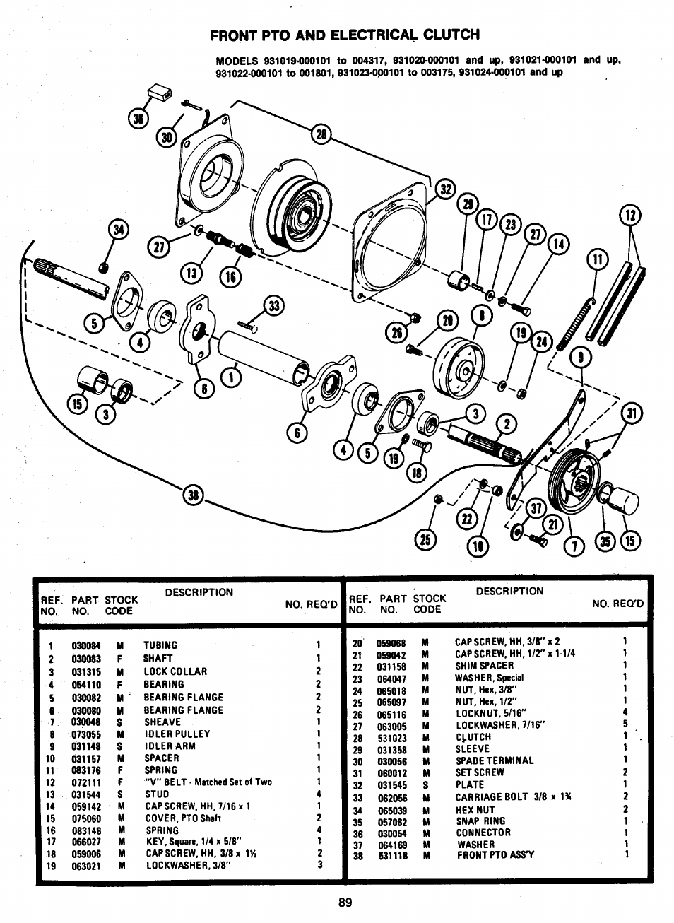 Front pto and electrical clutch | Ariens 931 User Manual | Page 90 / 167