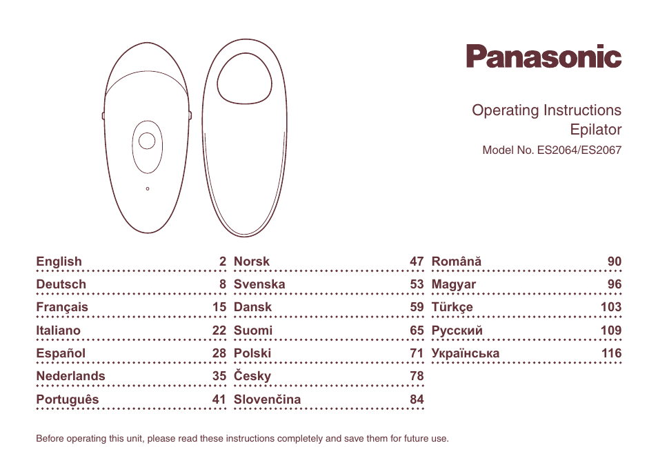 Panasonic ES2064 User Manual | 136 pages