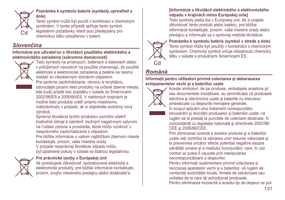 Slovenčina, Română | Panasonic ES2064 User Manual | Page 131 / 136