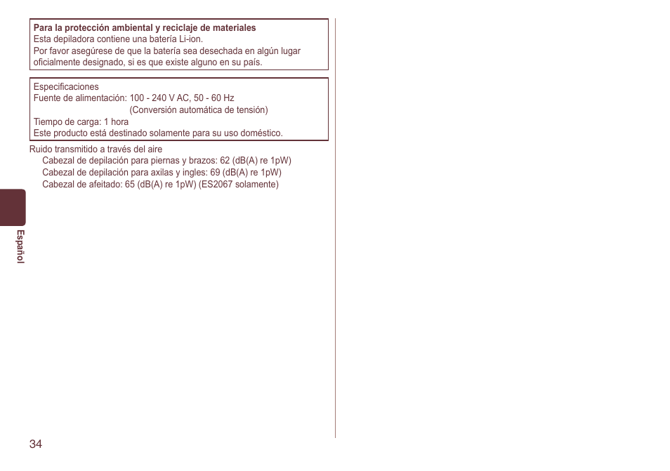 Panasonic ES2064 User Manual | Page 34 / 136