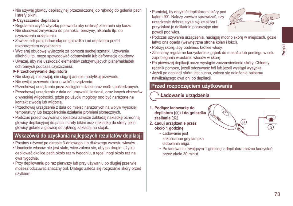 Przedrozpoczęciemużytkowania | Panasonic ES2064 User Manual | Page 73 / 136