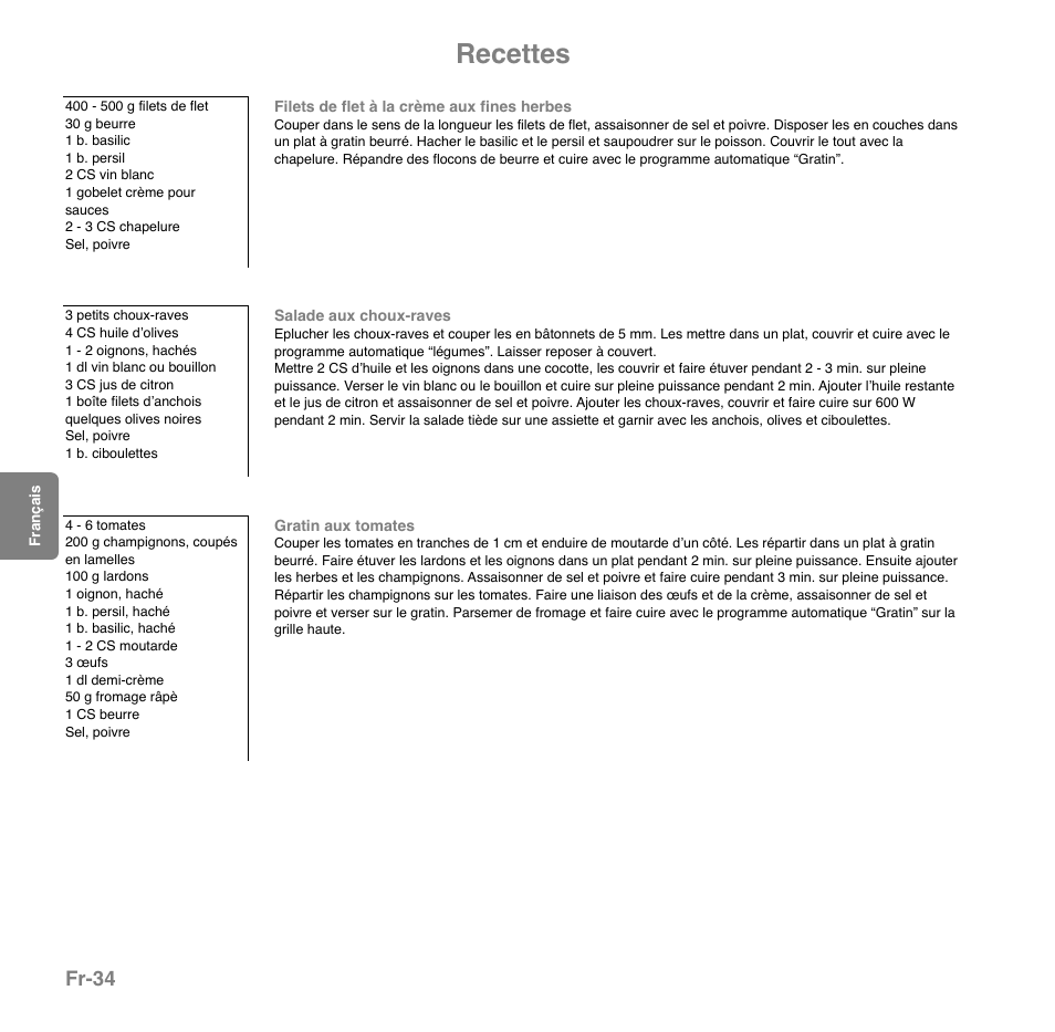 Recettes, Fr-34 | Panasonic NNGD559WWPG User Manual | Page 109 / 131