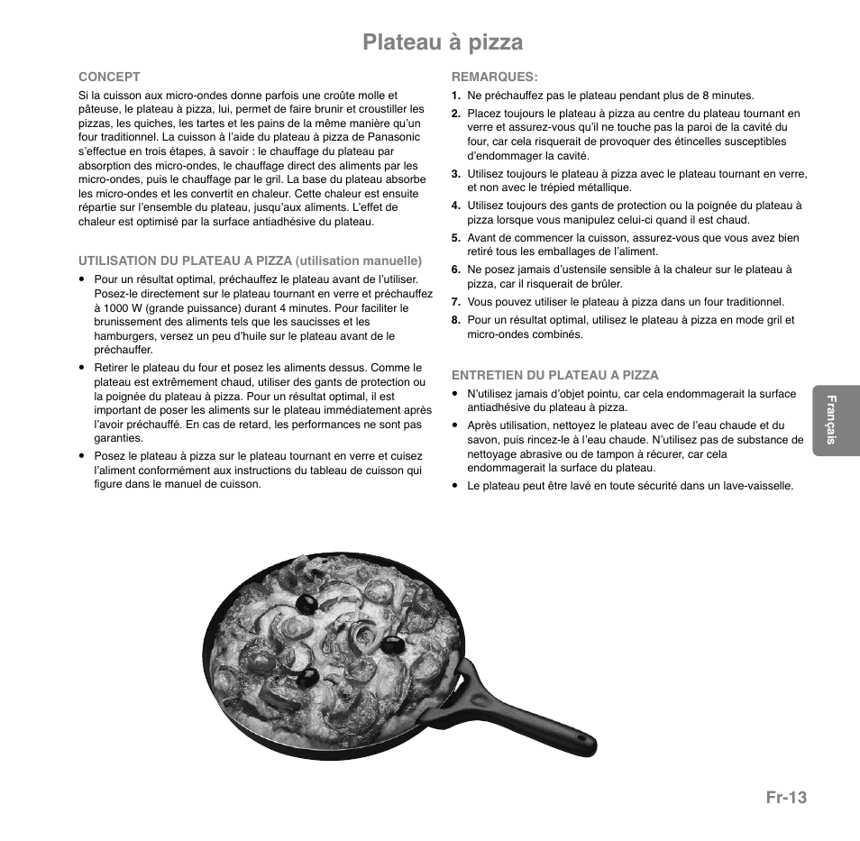 Plateau à pizza, Fr-13 | Panasonic NNGD559WWPG User Manual | Page 88 / 131