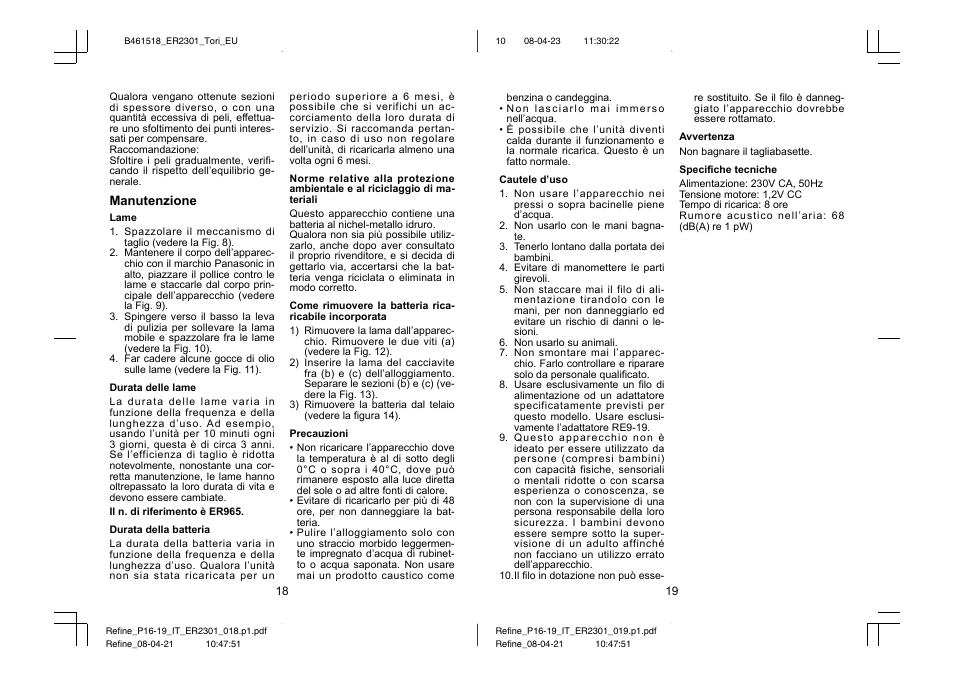 Panasonic ER2301 User Manual | Page 10 / 24