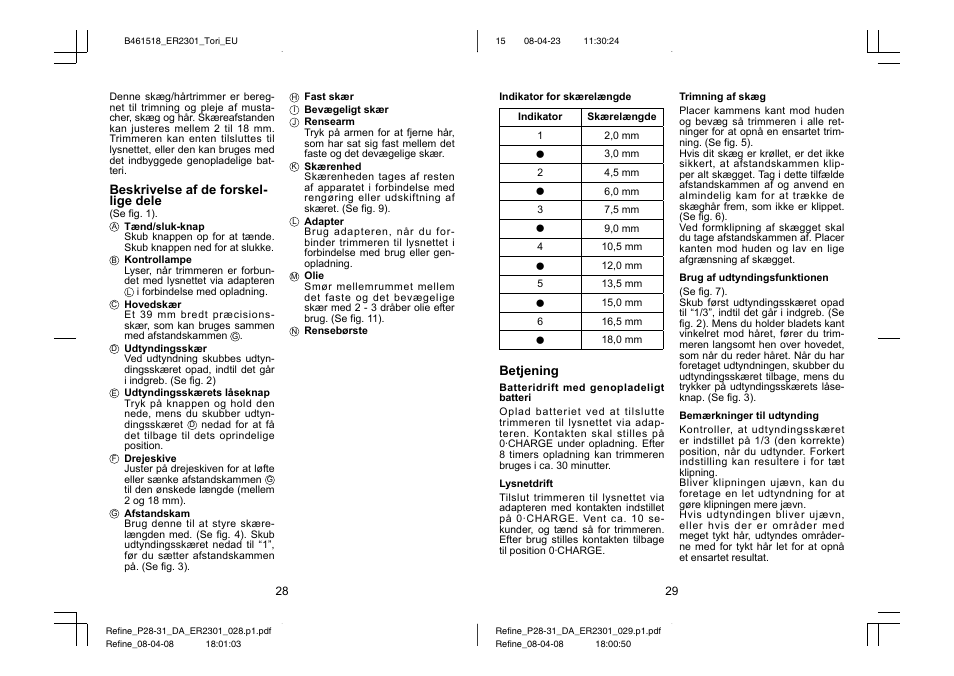Panasonic ER2301 User Manual | Page 15 / 24