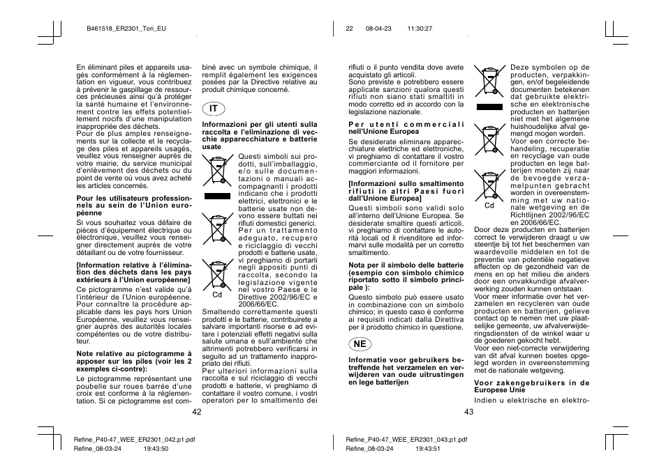 Panasonic ER2301 User Manual | Page 22 / 24