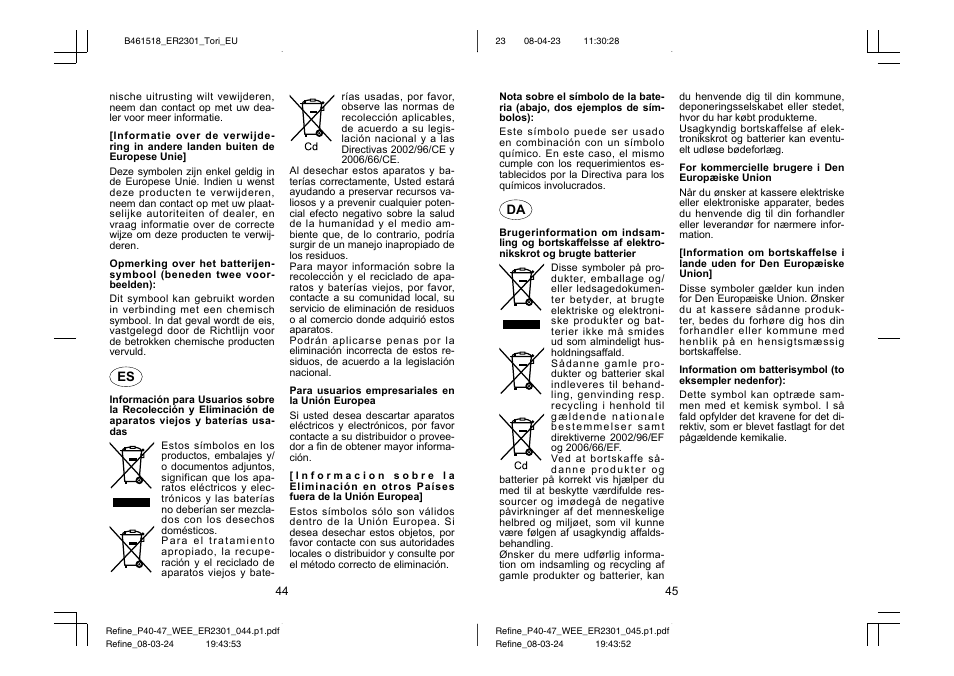 Panasonic ER2301 User Manual | Page 23 / 24