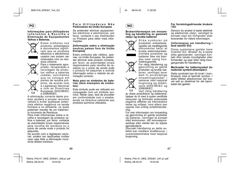 Panasonic ER2301 User Manual | Page 24 / 24