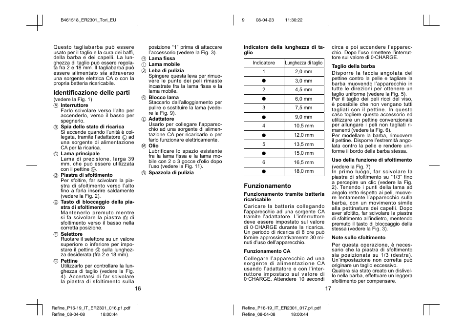 Panasonic ER2301 User Manual | Page 9 / 24