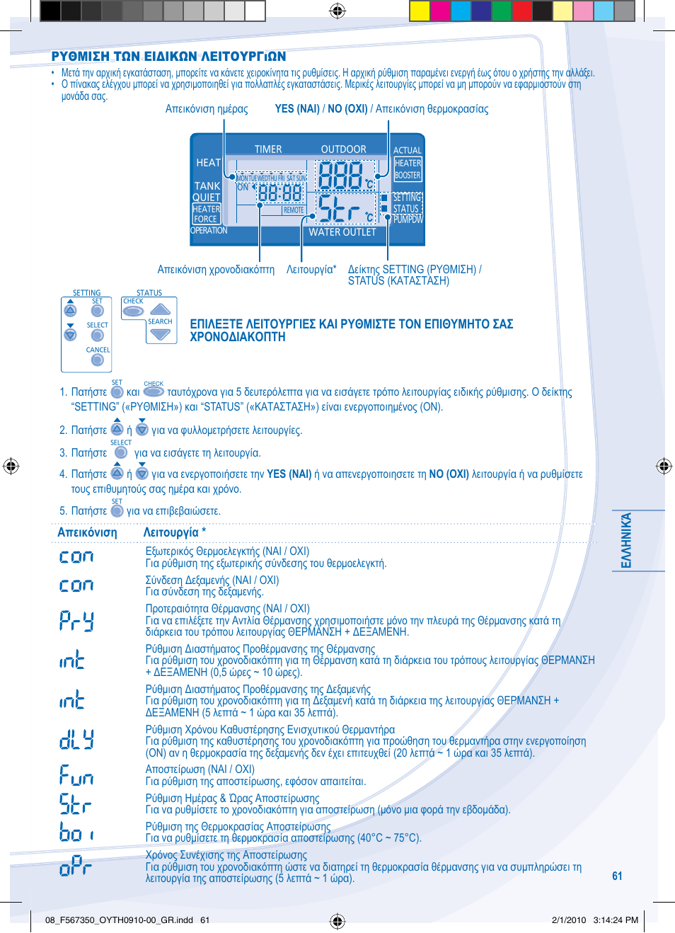 Απεικόνιση λειτουργία | Panasonic WHUD09CE5 User Manual | Page 61 / 76