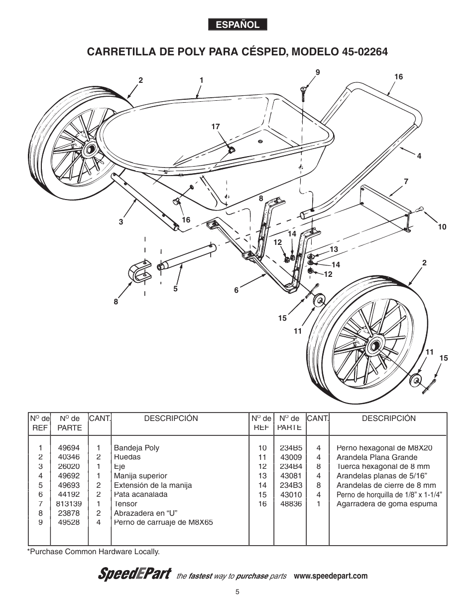 Agri-Fab Poly Lawn Cart 45-02264 User Manual | Page 5 / 8