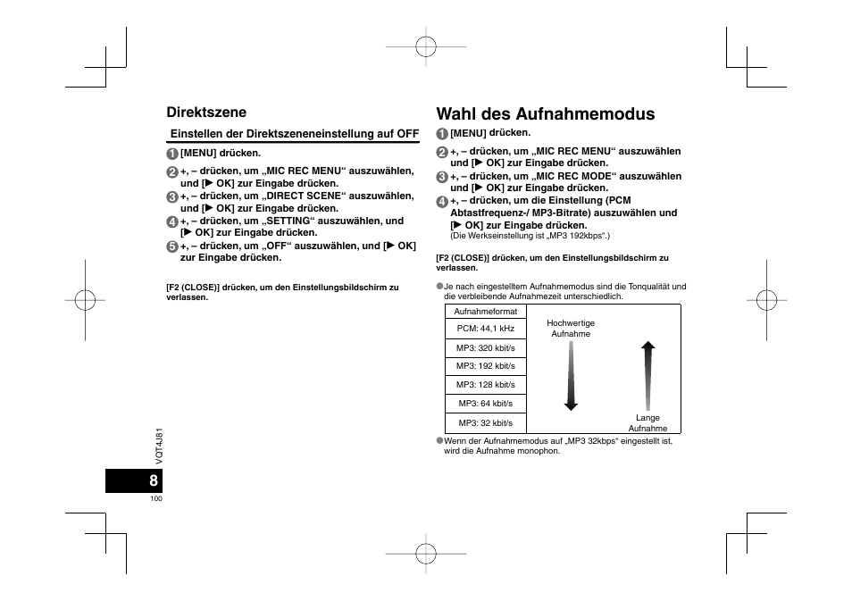 Direktszene | Panasonic RRXS450E User Manual | Page 100 / 234