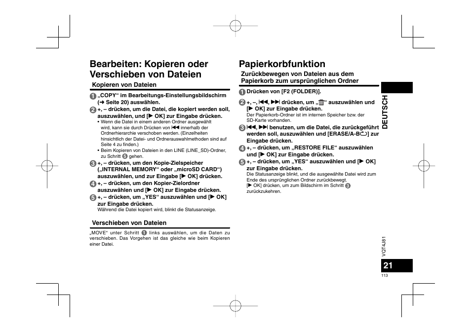 Panasonic RRXS450E User Manual | Page 113 / 234