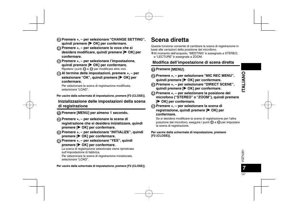 Scena diretta | Panasonic RRXS450E User Manual | Page 127 / 234